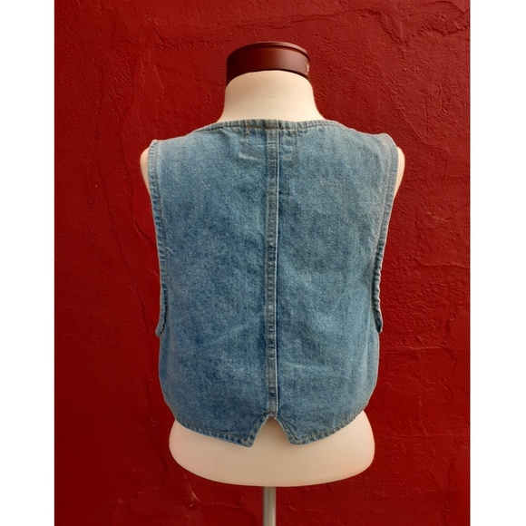 Vintage 80's Ruffle Denim Jean Vest Rare - Picture 5 of 8